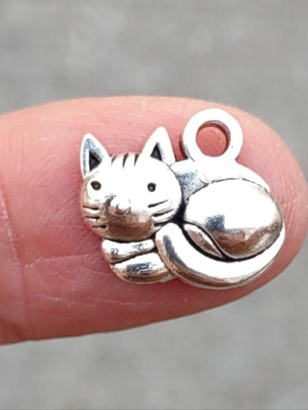 Silver Cat Charm Pendant - Cute Kitty Accent - Picture 3 of 6